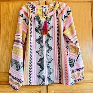 New Large Tribal Jeans Flamingo Boho Top